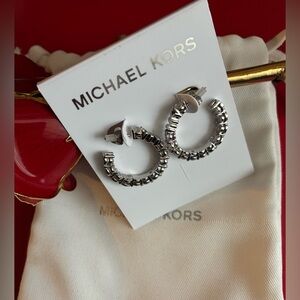MICHAEL Kors Earrings,Michael Kors Silver Hoop Earrings
